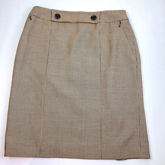 Carlisle Wool Blend Straight Skirt Women's 6 Brown Houndstooth Career Classic - Picture 1 of 11